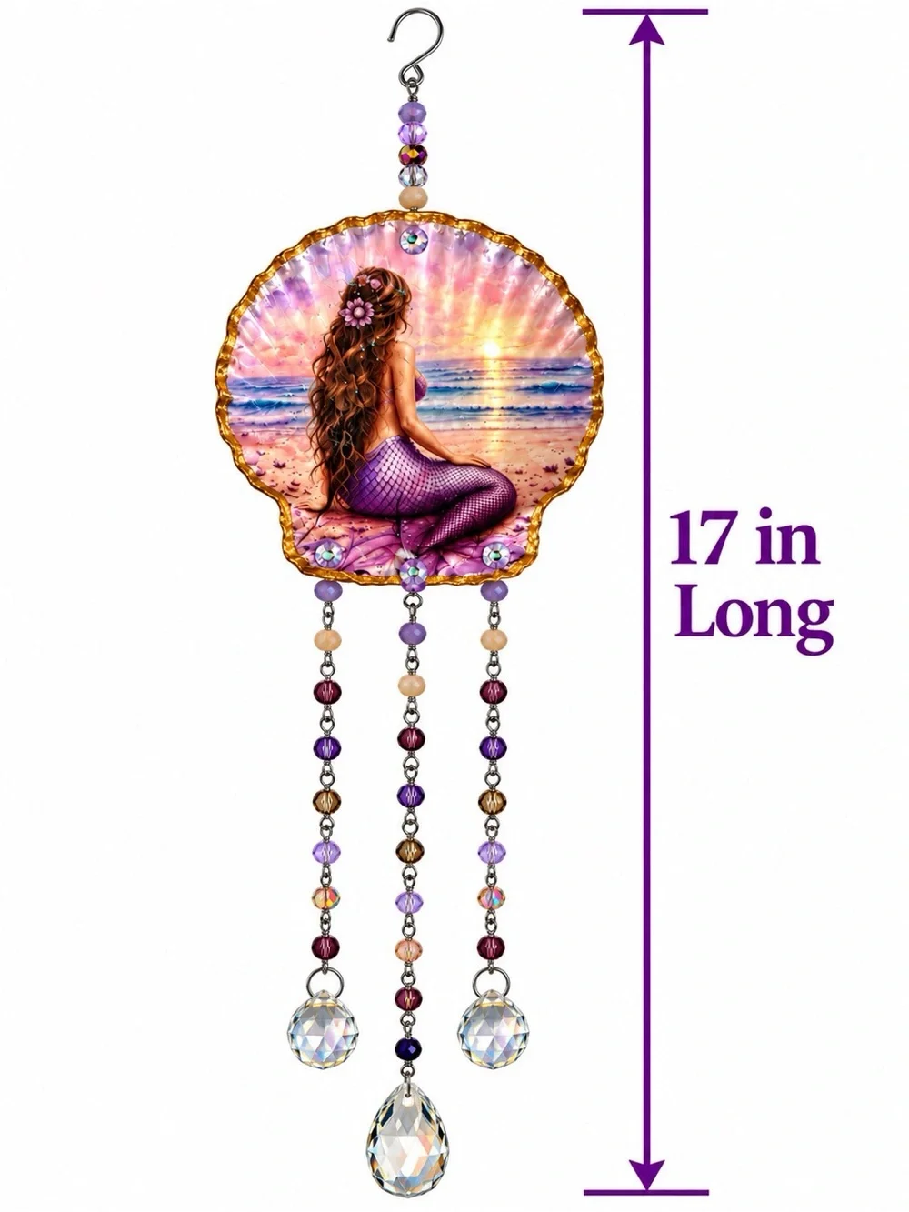 Purple Mermaid Dreams Hanging Crystal Sun Catcher